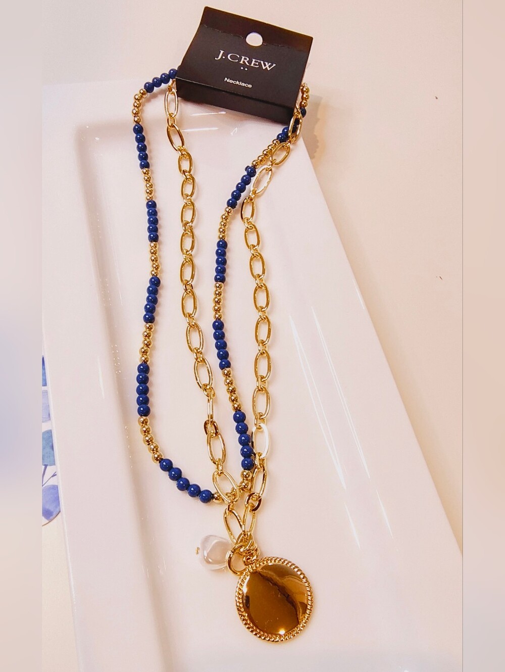 NWT J. Crew Two-layer Beaded Necklace Blue